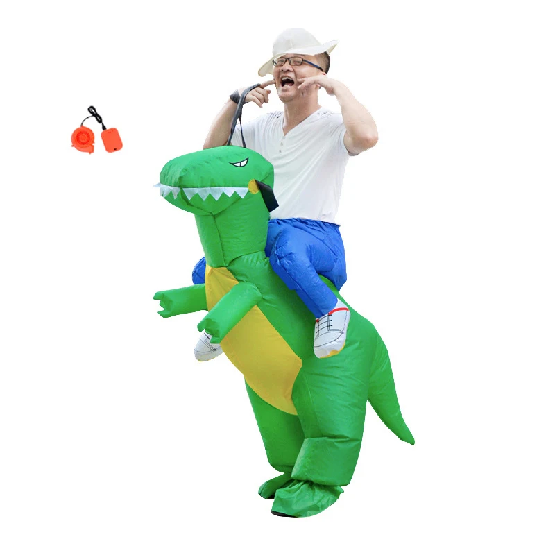 3D Stand Rijden Opblaasbare Dinosaurus Kostuum Halloween Jurk Cosplay Pak Paard Cowboy Kostuum Voor Kids Adult Party Prop Levert