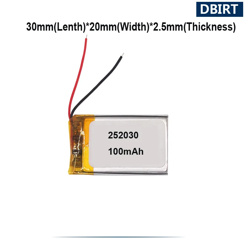 Ultrathin 252030 100mAh Battery For Toys Car Dvr Video Recorder Bluetooth Earphone Speaker Mini-device