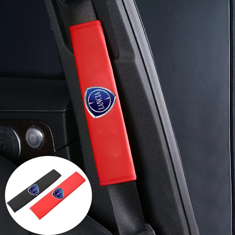 Car Styling PU material Safety Belt Cover Seat Shoulder Pad Accessories For Lancia Delta Musa Phedra Thesis Voyager Ypsilon