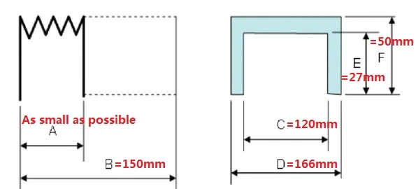 T12 bellow protection for machine tools lathe, inner: 120 mm x 27 mm, outer: 166 mm x 50 mm, Lmax 150 mm