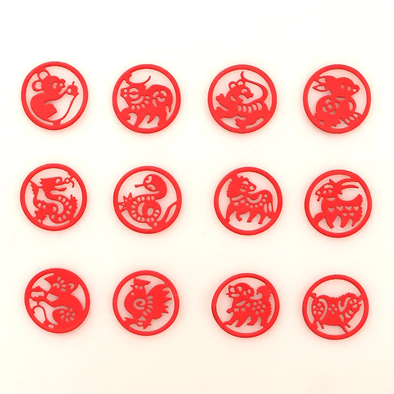 DUOFEN METAL CUTTING DIES 12 Chinese Zodiac Signs circle cutout small stencil DIY Scrapbook Paper Album paper crafts 2020 new