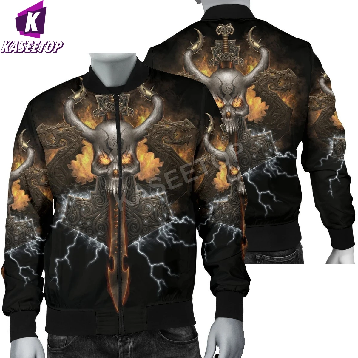 

Winter Thicker Flame Skull Jumper Men's Jacket Cosplay Costume Casual Unisex 3D Full Print Bomber Jacket Tracksuit Zipper Coat