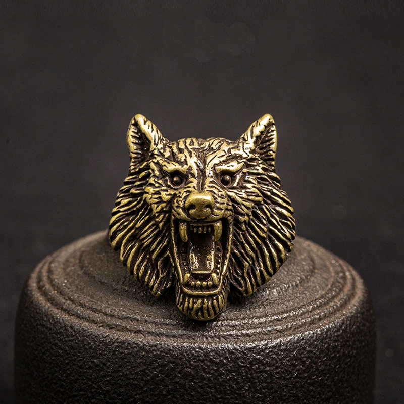 Pure Brass Wolf Head Decorative Buckle Retro Fashion Wallet Rivet Button DIY Leather Bag Backpack Belt Screw Buckles Accessories