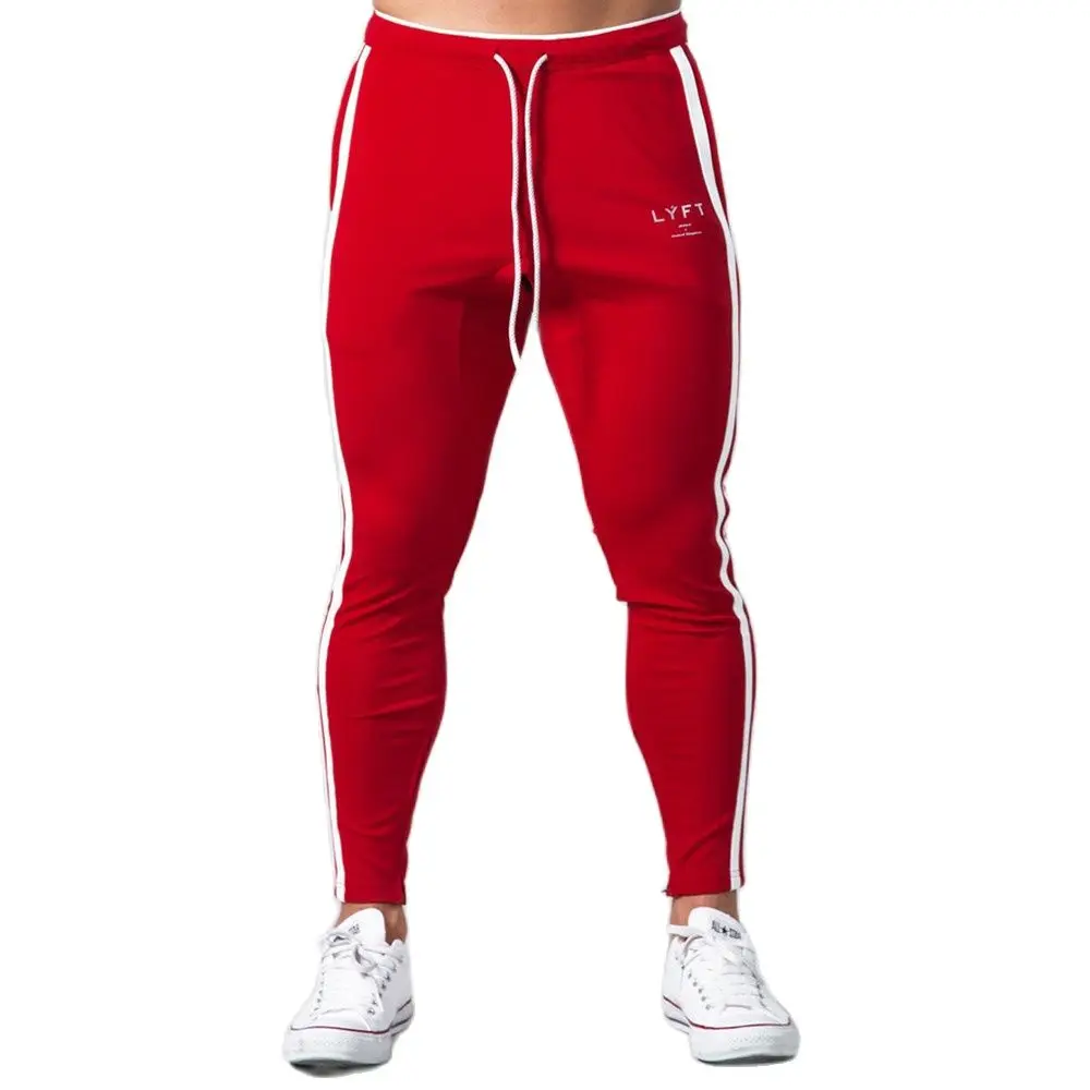 Viser de survêtement décontractés en coton rouge pour hommes, joggeurs minces, bas d\'entraînement, salle de sport, fitness, course à pied, automne,