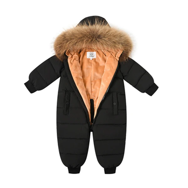 

Children's Onesie Down Jacket Boy Girls Winter Suits Baby Onesie Climbing Clothes -30 Degrees Thick Real Natural Raccoon Fur