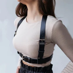 Fashion Wide Leather Waist Belt For Women Punk Gothic Body Bondage Sexy Chest Harness Belt Bra Cage Harajuku Suspenders