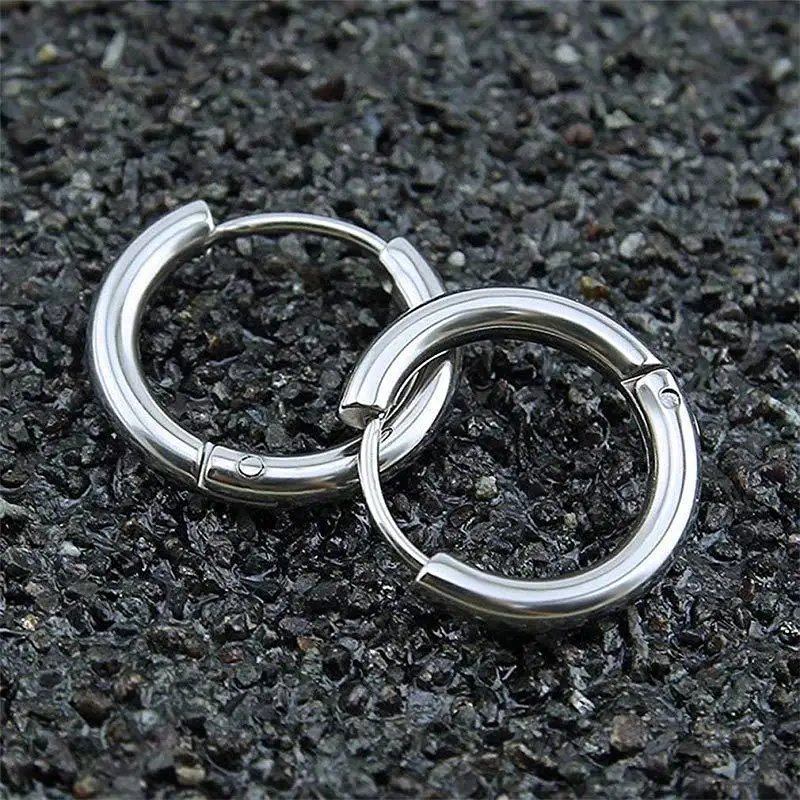 316L Stainless Steel Hoop Earrings Vacuum Plating No Fade Anti-allergy Line 2.5mm Inner Diameter 8/10/12/14/16/18/20mm