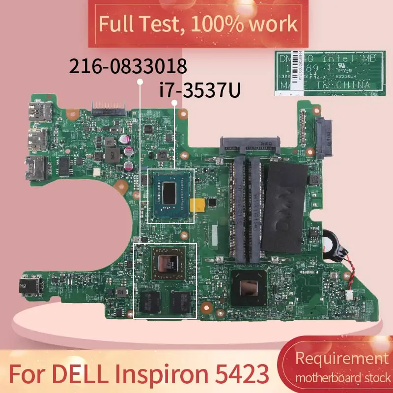 

For DELL Inspiron 5423 11289-1 0FJ7H9 SR0XG I7-3537U 216-0833018 DDR3 Notebook motherboard Mainboard full test 100% work