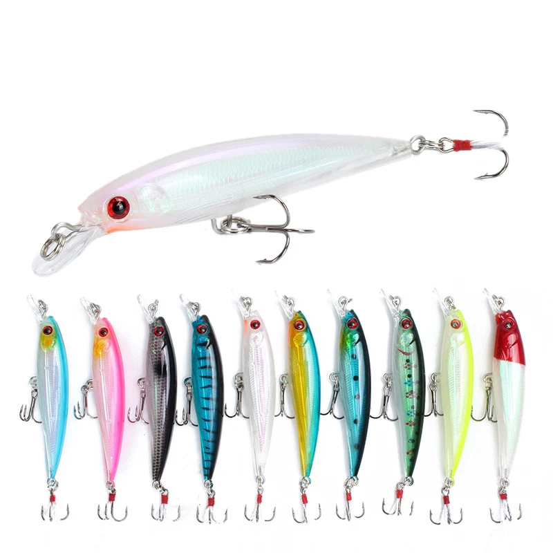 1pcs Floating Minnow Fishing Lure 7.2g 85mm Bionic Wobblers on Pike Hard Isca Artificial CrankBait with Feather Sea Pesca Tackle