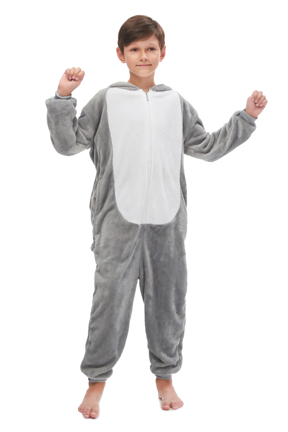 Dài Xám Tai Thỏ Con Kigurumi Trẻ Em Onesies Bộ Đồ Ngủ Trang Phục Hóa Trang Cho Halloween Năm Mới Carnival Đảng