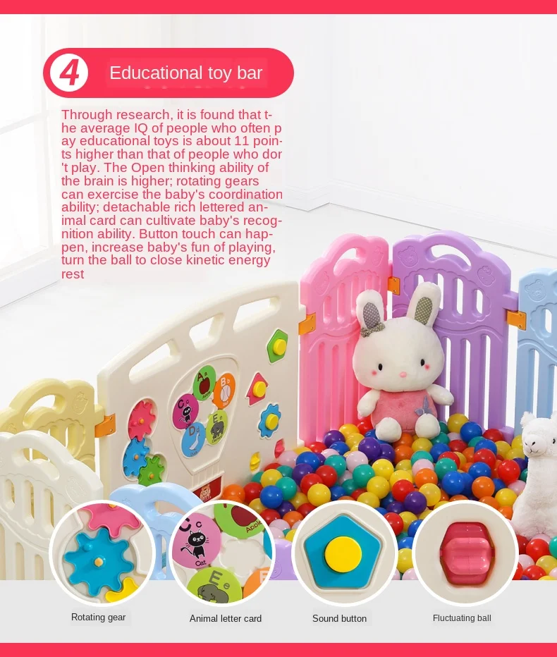 Colorful Baby Crib Fence Indoor Household Shatter-resistant Children Game Protection Infant Crawling Oceans Ball Pool