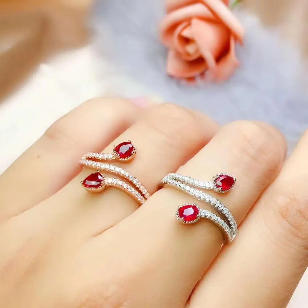 

Natural and Real Ruby Ring 925 Sterling Silver Finger Ring For woman Wedding Party female Ring Gift Wholesale