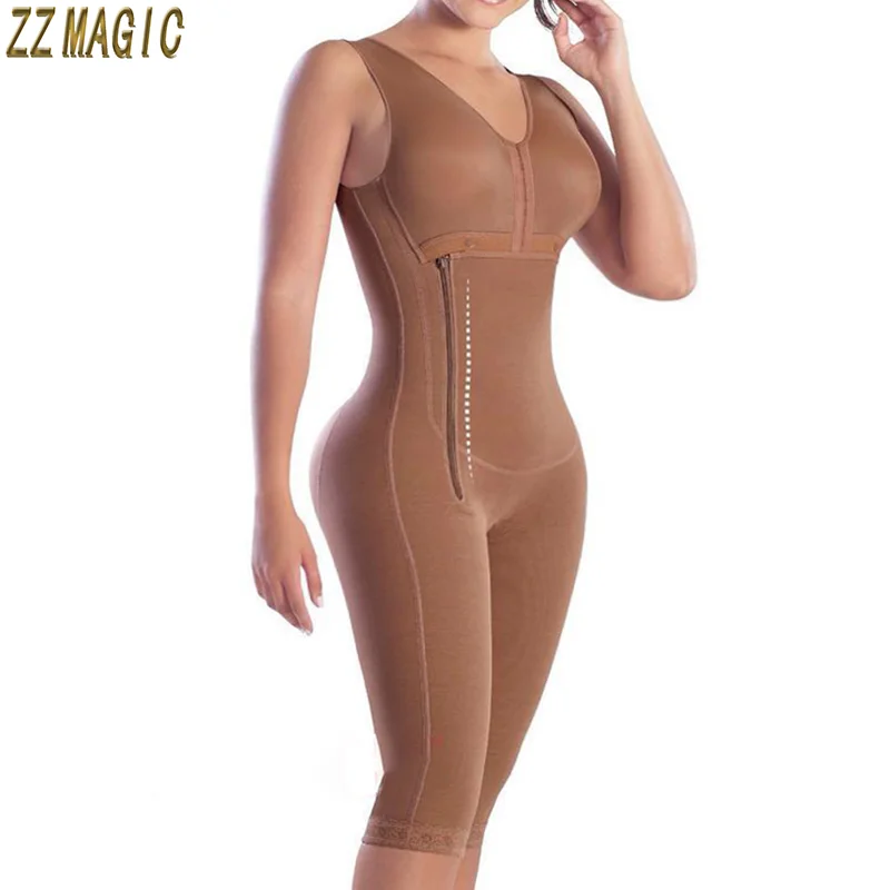 Women Shapewear Side Zipper Full Body Shaper Postpartum Bodysuit Slimming Underwear Fajas Colombianas Waist Trainer