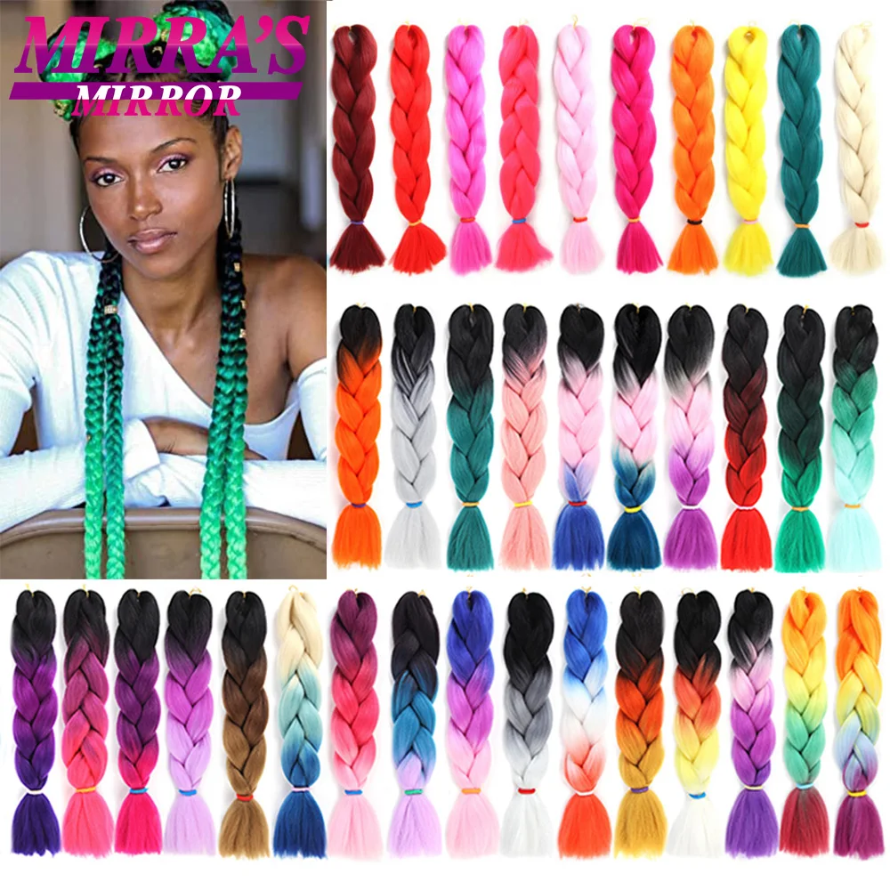 

Jumbo Braiding Hair Extensions Ombre Jumbo Box Braids Hair for Black Women Synthetic Fiber Fake Hair Yellow Pink Purple Blue Red