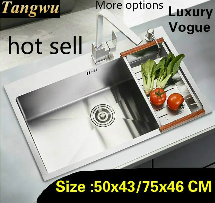 

Free shipping Home standard kitchen manual sink single trough wash vegetables vogue 304 stainless steel 50x43/75x46 CM