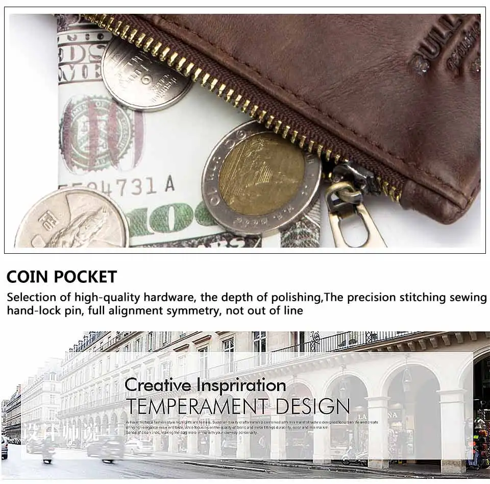 Bull captain Echt leder RFID Männer Brieftasche Kredit Visitenkarte halter Doppel reiß verschluss Rindsleder Brieftasche Geldbörse Carte ira 021 – Detail 9