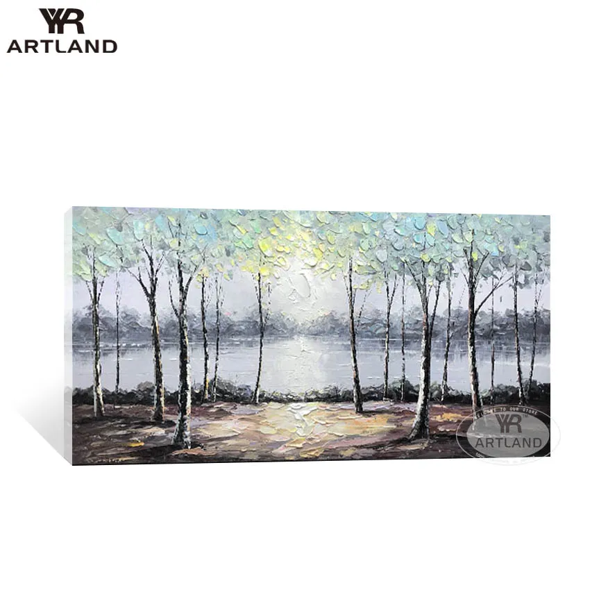 

100% Hand painted canvas oil painting Abstract Forest trees beautiful scenery wall painting wall art picture for living room