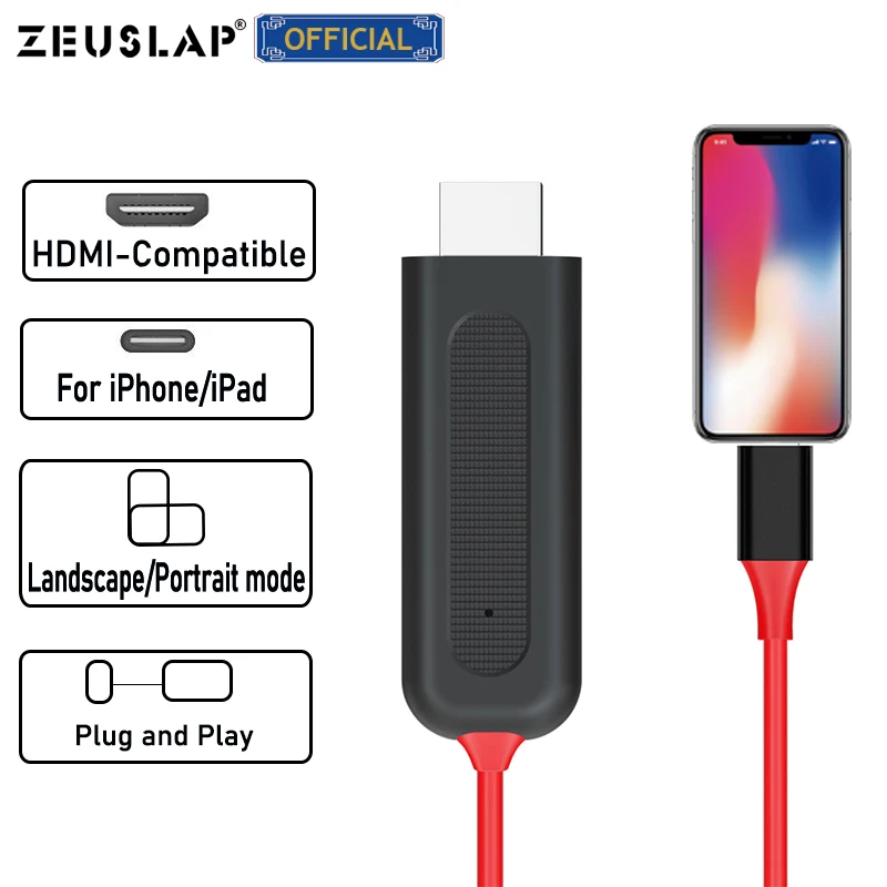 2Meters Lightning to HDMI-compatible Cable OTG Data Sync External Connector for iPhone XS MAX iPad Pro