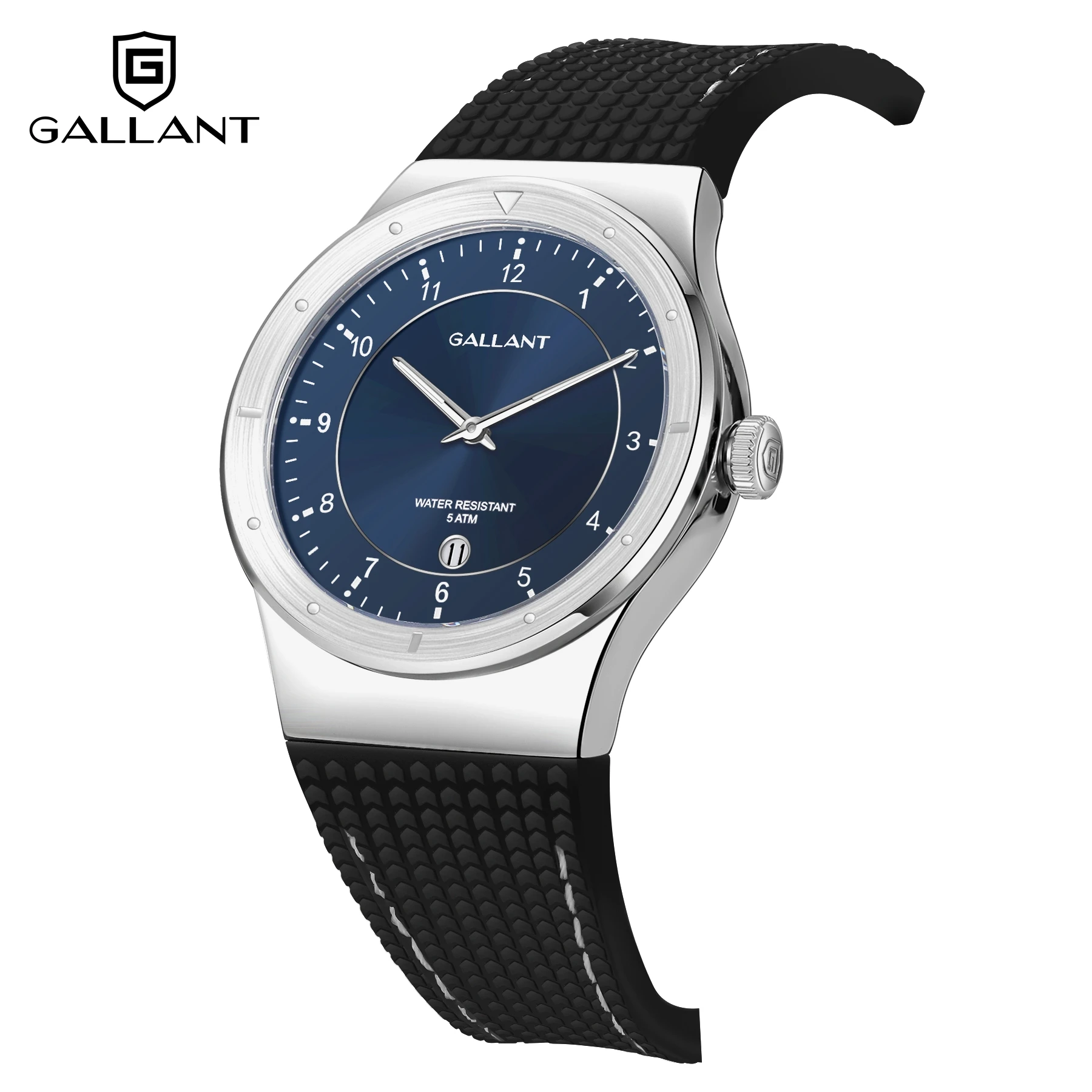 GALLANT Men\'s Watch Elegant Swiss Quartz Watches Stainless Steel Wristwatch for Men Luxury 5ATM Silicone Strap Reloj Hombre 40mm