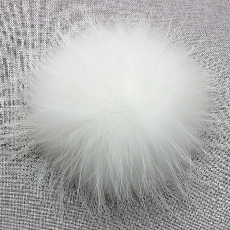Große flauschige Echtpelz-Fuchs-Pompons mit Knopf, DIY-Pom-Poms aus Waschbärfell, Kugeln, natürliches Fell, Pompon für Schals, Hüte, Mützen, Zubehör – Detail 8