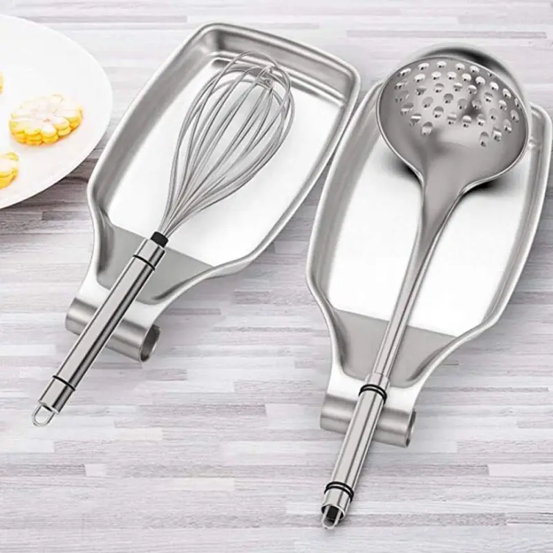 Stainless Steel Spoon Rest Rust-resistant Kitchen Spoon Holder Spoon Rest Fit For Any Other Kitchen Cooking Utensils Universal