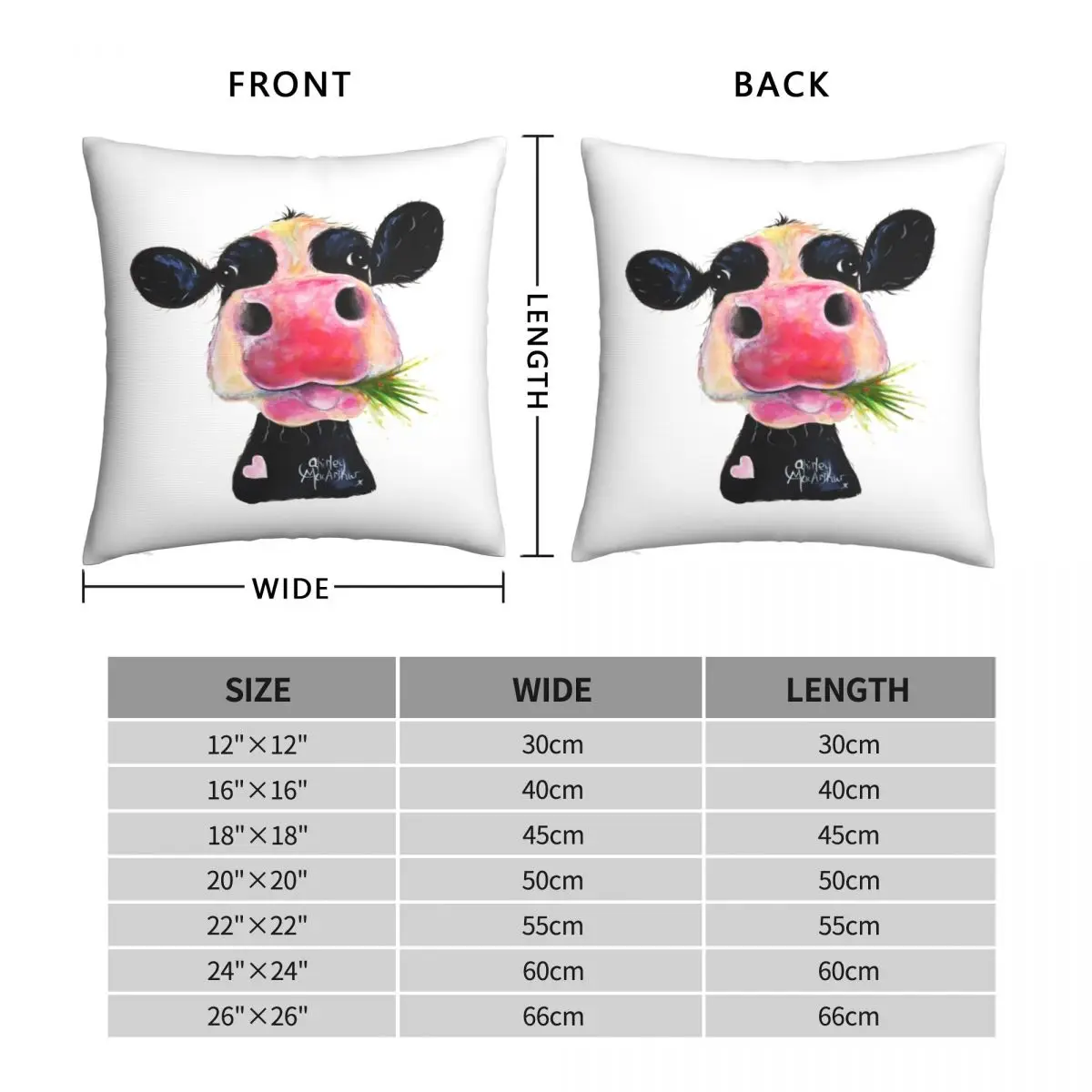 NOSEY COW PRiNT HURLEY BURLEY Square Pillowcase Polyester Linen Velvet Creative Zip Decor Sofa Cushion Cover 45x45