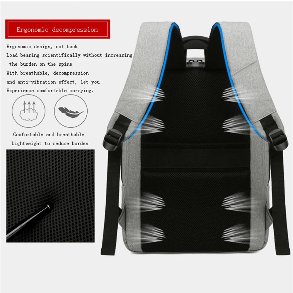 Imagem -03 - Portátil Usb Mochila Mochila Escolar 15.6 Polegada para Xiaomi hp Computador Viagem Daypack Casual Grande-capacidade Computador Mochila