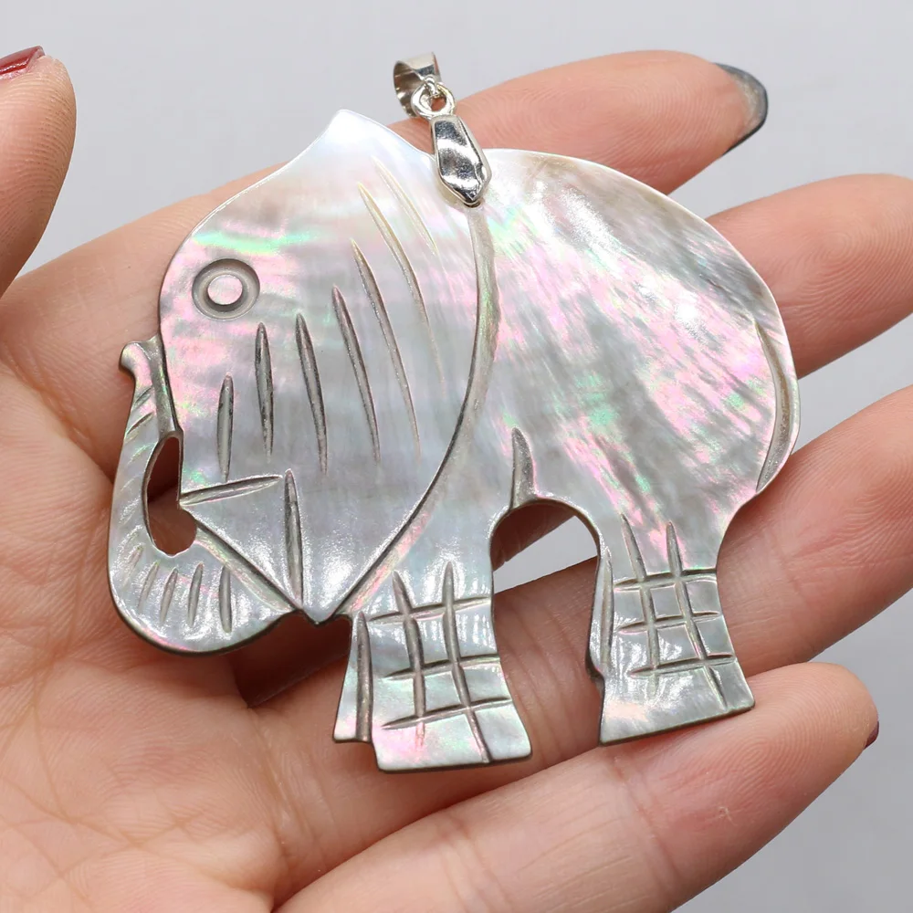 Natural Elephant Shape Shell Mother of Pearl Shell Pendant for DIY Earring Necklace  Jewelry Making Women Gift Size 50x50mm
