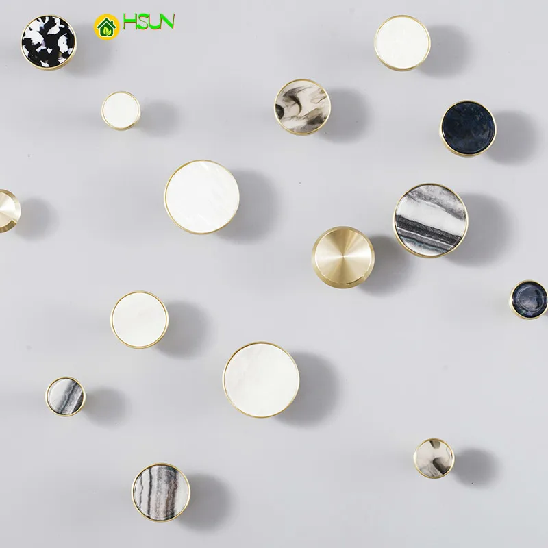 

1 pc Round Marble brass cabinet pulls/Kitchen Drawer Cabinet Handle Furniture Knobs Hardware Cupboard Pull