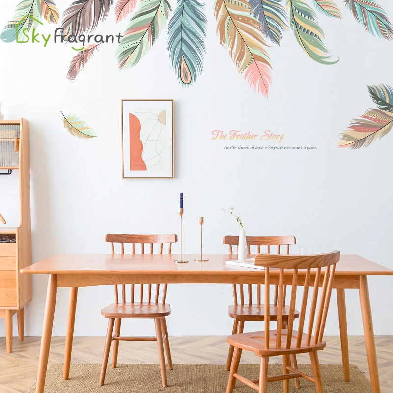 Nordic Feather Creatieve Muurstickers Voor Woonkamers Thuis Garderobe Slaapkamer Muur Decor Zelfklevende Vinyl Sticker Wallpapers