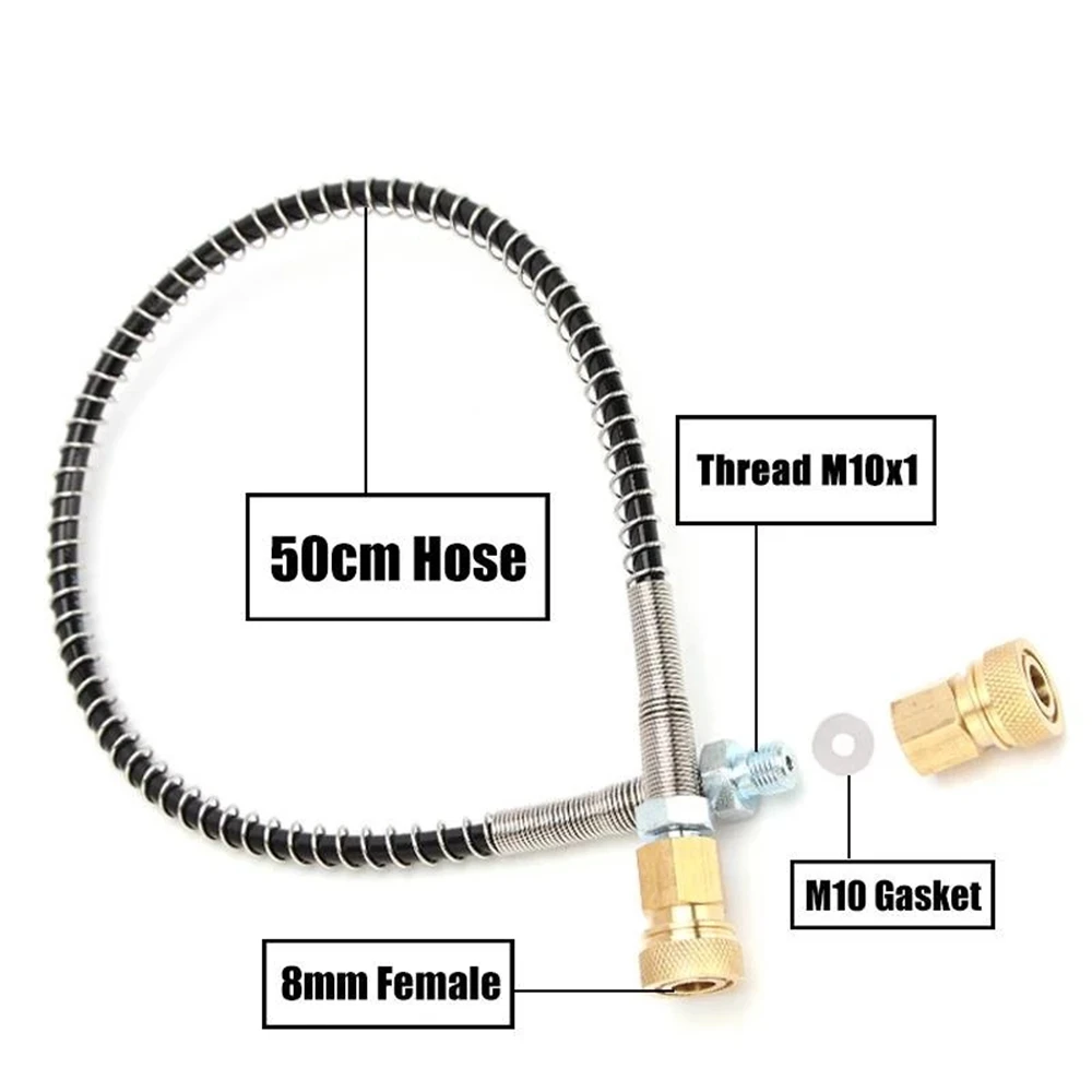 High Pressure Hose With Spring Wrapped 20'' Long M10x1 Male Thread For Air Refilling 300Bar 4500Psi Pump Accessories