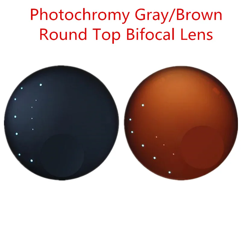 RX-LENS 1.56Photochromy Round-Top Bifocal Lens UV400 HMC Gray Brown for Dual-Function Far/Nearsight Prescription Driving Goggles