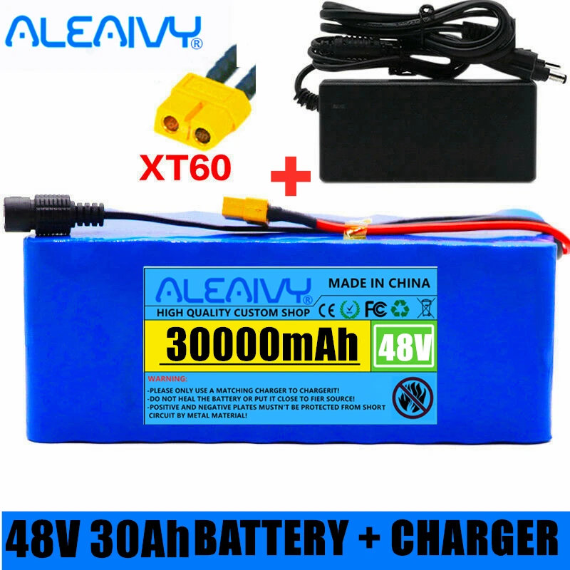 High performance 48v 30Ah Rechargeable 18650 lithium-ion battery pack Power Bank with 13S built-in BMS for 350W 500W 750W e-bike
