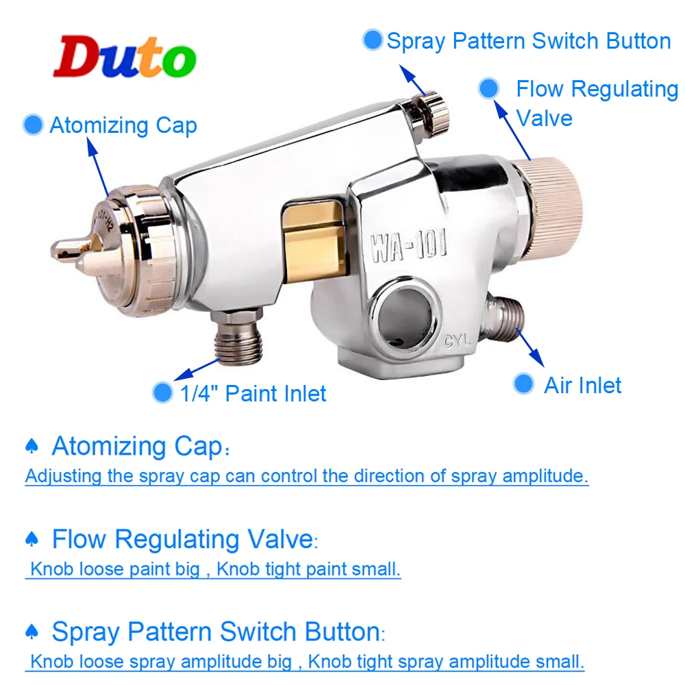 Automatic Paint Spray Gun Pneumatic Tools  Nozzle WA-200 WA-101 Durable Paint spayer 12Styles Air Power Industrial Level