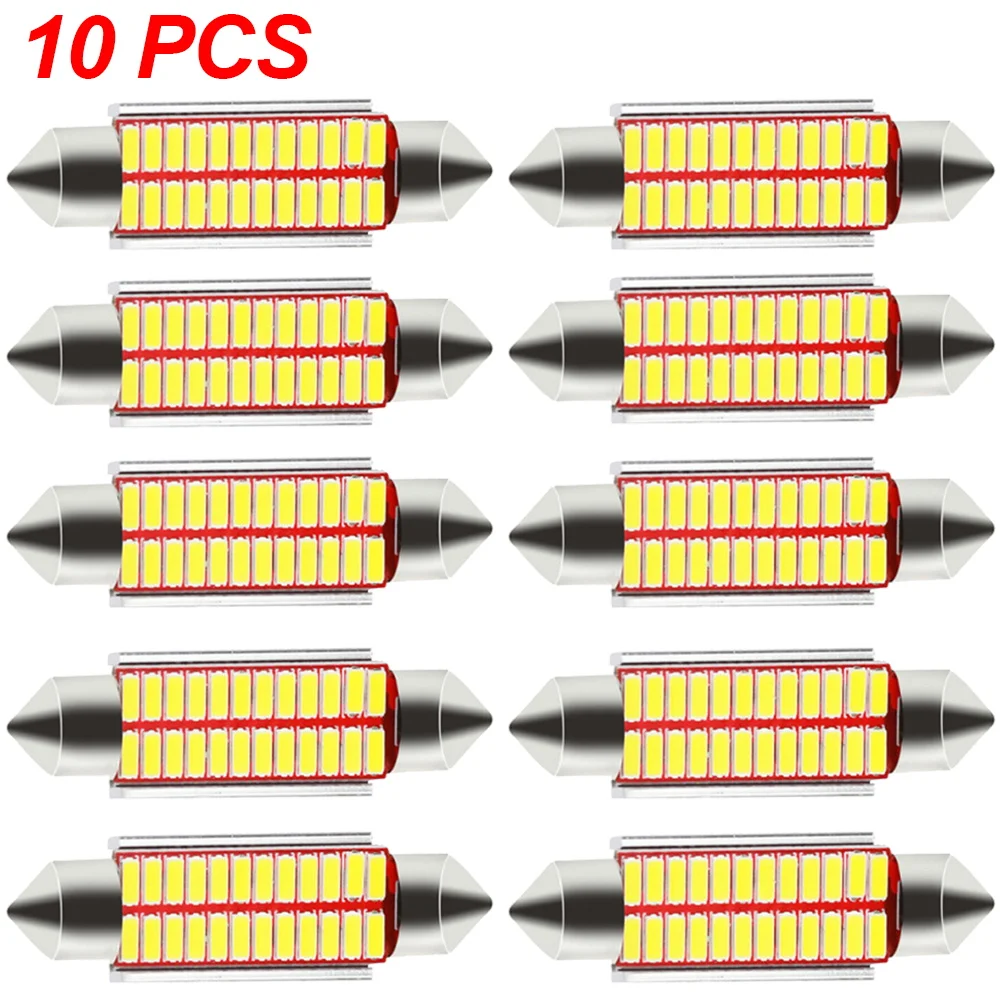 10Pcs C10W C5W LED Bulbs Festoon 31mm 36mm 39mm 41mm Super Bright 4014 Canbus Error Free Auto Interior Doom Lamp Reading Lights