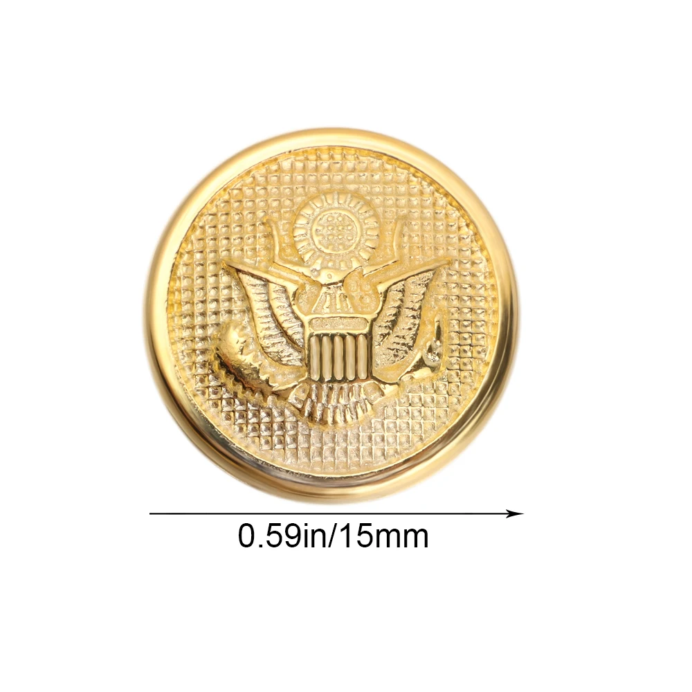 10PCS 15mm Round Metal Eagle Badge Blazer Button Eagle Button Sewing Clothing Eagle Button Blazer Suits Uniform DIY Decoration