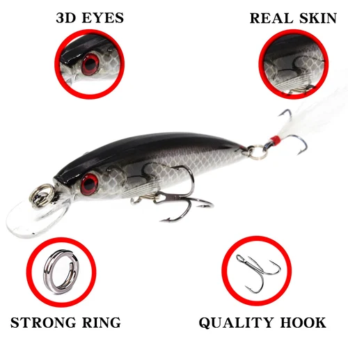 Imagen 2 del producto 1 Uds 7,8 cm 7g Minnow Señuelos de Pesca Wobbler cebos duros Crankbaits ABS señuelo Artificial para lubina aparejos de pesca