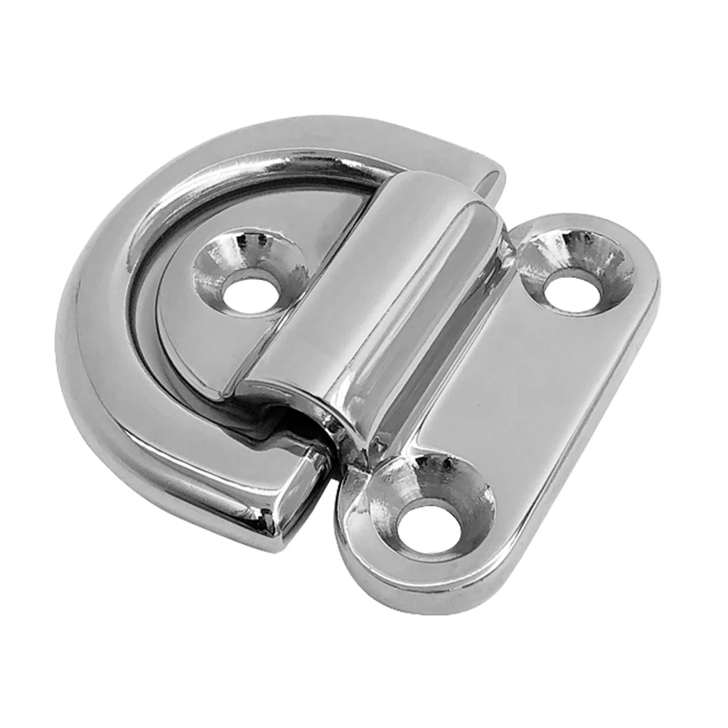 

Folding Deck Pad Eyes Lashing D Ring Tie Down 316 Stainless Steel Accessory Cleat for Yacht Motorboat Truck Mirror Polish Marine