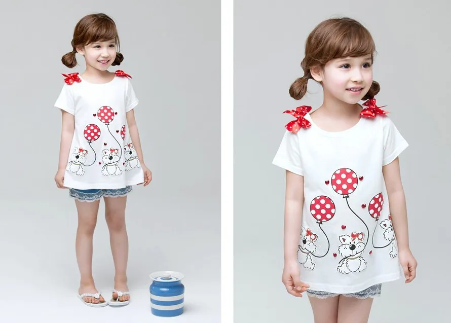 Baby Girls T-shirt Summer Style Short-sleeve Cute Bear T-shirt For Girl Tops Shirt Kids Children Outwear Baby Brand Clothes 2-7Y