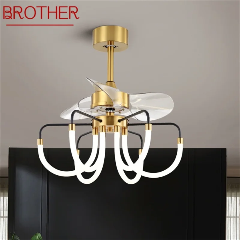 

BROTHER Postmodern Ceiling Fan with Lights Remote Control LED Lighting for Home Dining Room Bedroom