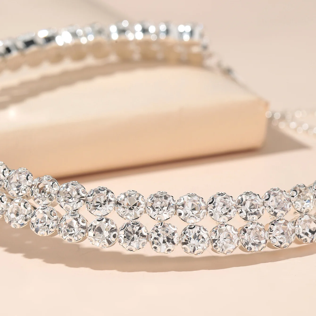 TREAZY New Double-layer Rhinestone Choker Necklace Round Flower Crystal Ins Trendy Neck Jewelry Statement Bridal Wedding Collar