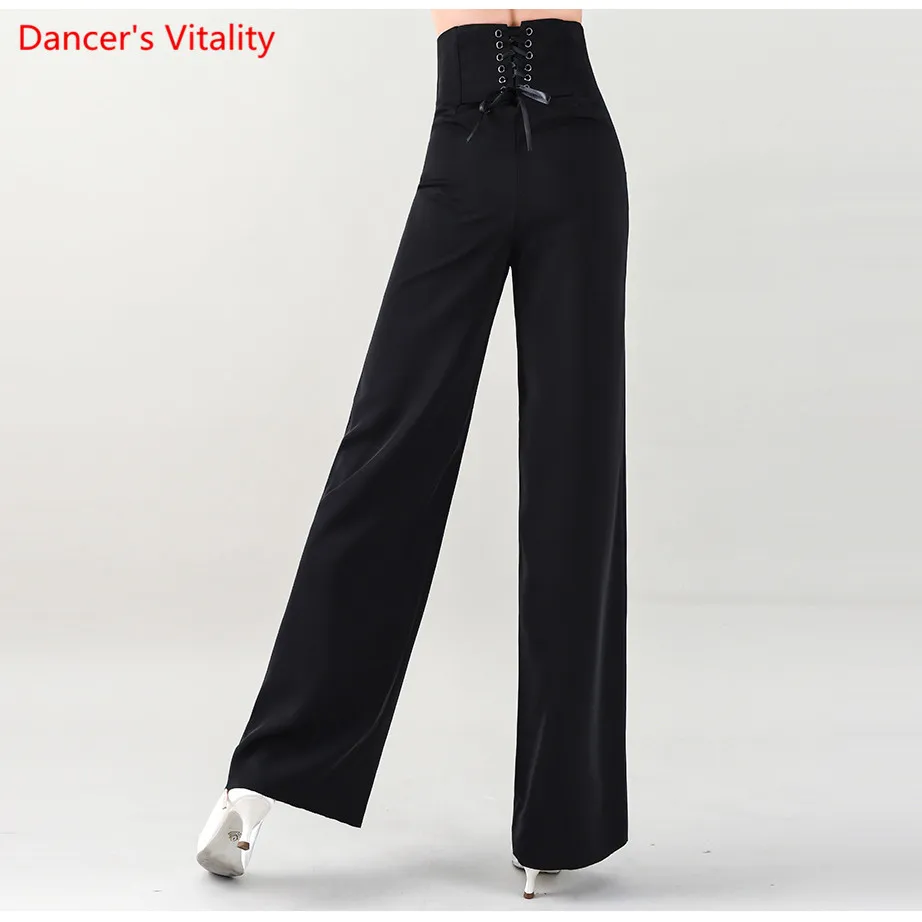 

Professional Custom Made Ballroom Dance Pants Women Latin Square Dancing Costumes Modern Standard Dance Pants High Waist Women