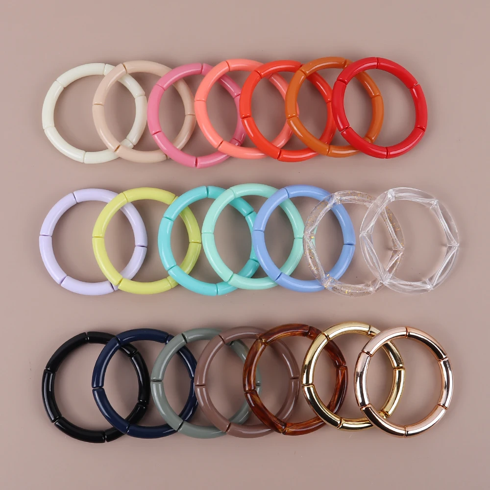 سوار من الخيزران الأكريليك البوهيمي للرجال والنساء ، لون الحلوى ، أساور من الخرز الأنبوبي الرفيع ، أساور معصم ، مجوهرات أنيقة ، عصرية