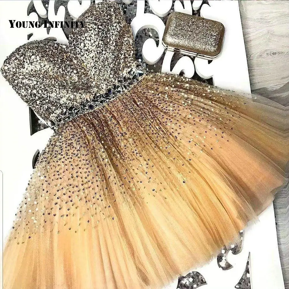 Charming Mini Backless Schatz Ärmellose Kurze Prom Kleid Tüll Pailletten Kristall Ballkleid Party Kleid 2021 Homecoming Kleid