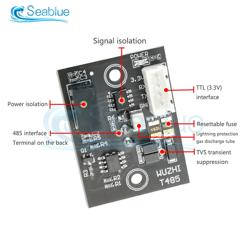 Isolated TTL to 485 module RS485 to TTL communication single chip microcomputer serial port line converter chassis