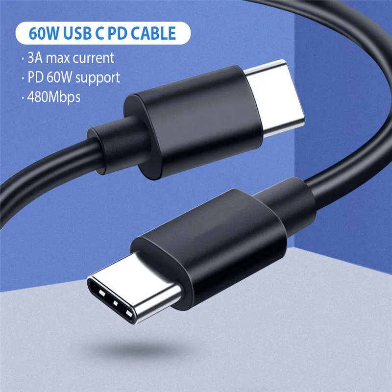 0.3m 2m USB Type C Cable to USB C Cable PD QC 4.0 Fast Charging for Samsung Galaxy Note 10 S20 Plus Oneplus 8 7t Xiaomi mi 10 9