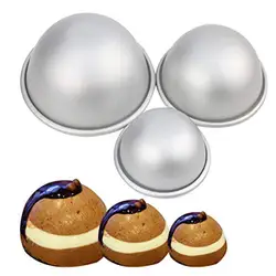 3pcs/set S/M/L 3D Sports Ball Cake Pan Aluminum Hemisphere Ball Cake Pans Half Sphere Bath Bomb Baking Mold Pastry Mould Bakware