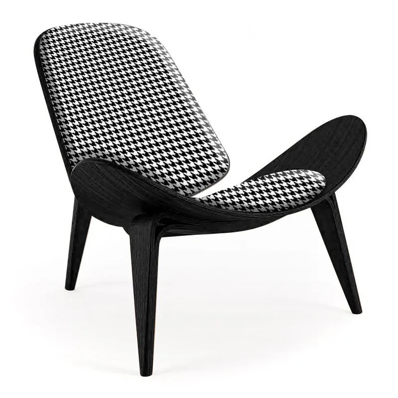 Hans Wegner Stil Drei-Legged Shell Stuhl Asche Sperrholz Stoff Polster Wohnzimmer Möbel Moderne Lounge Shell Stuhl Replik