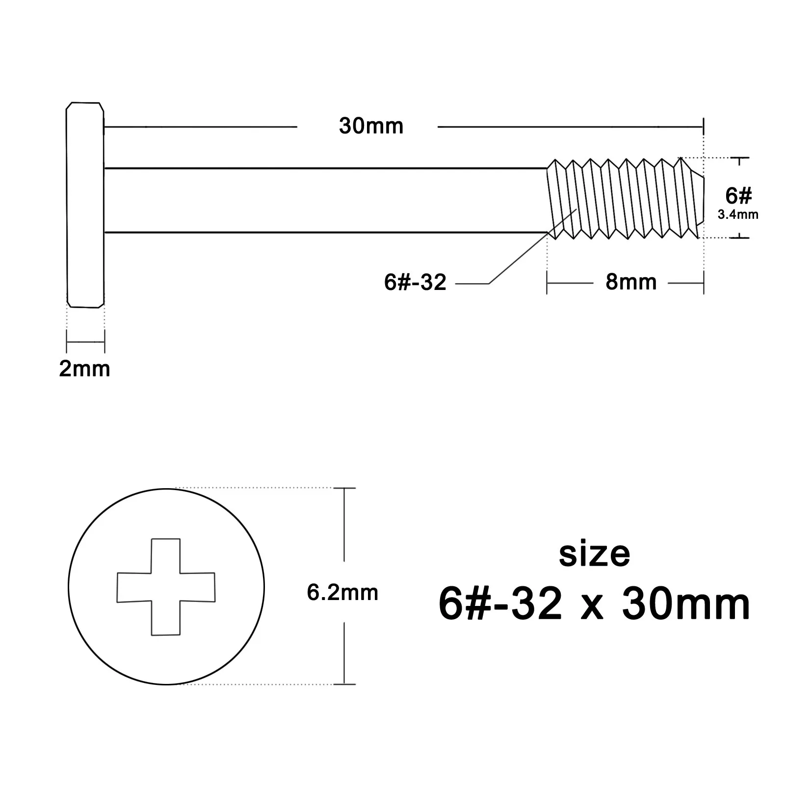 HZYUEGOU 50 Stück 6 # -32x30mm Lange Phillips-Flachkopf-Montageschraube für PC-Gehäusekühler, Radiator, Wasserkühlung, Lüfter, DIY-Computer – Detail 1