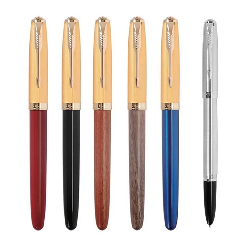 Extra Fine(EF) Nib 0.38mm Vintage Jinhao 85 Metal/Wood Fountain Pen Golden Clip Business Graduation Writing Gift